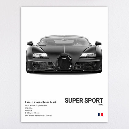 Black And White Sports Car Poster