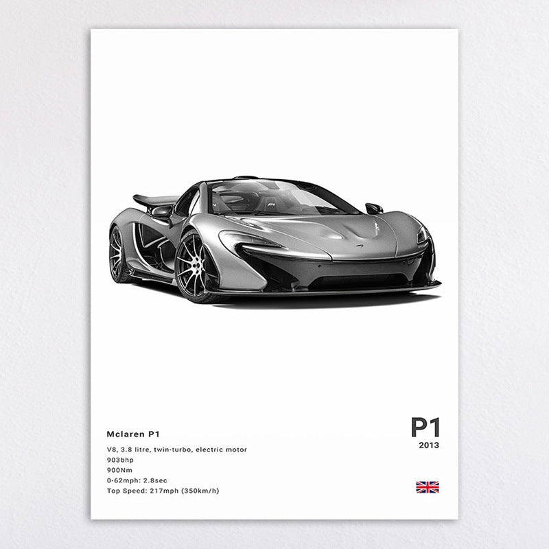 Black And White Sports Car Poster