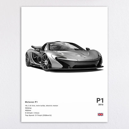 Black And White Sports Car Poster