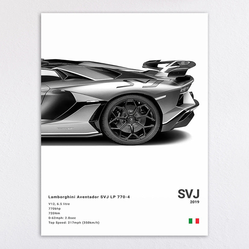Black And White Sports Car Poster