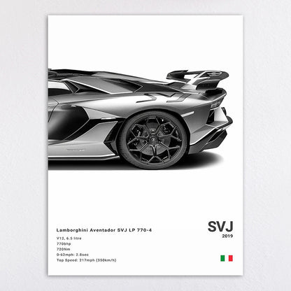 Black And White Sports Car Poster