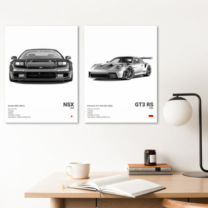 Black And White Sports Car Poster