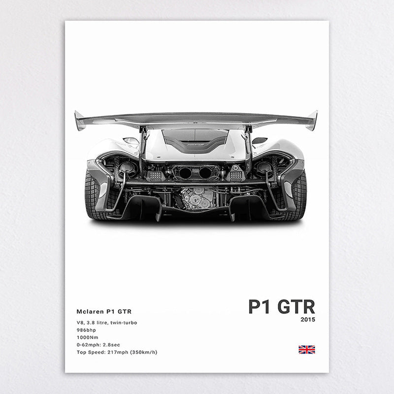 Black And White Sports Car Poster