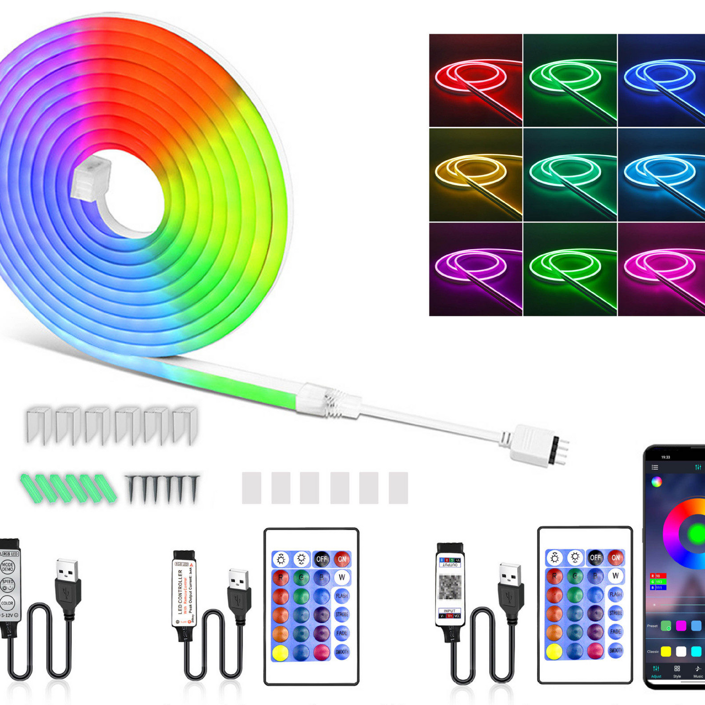 Remote Control RGB Silicon Lights