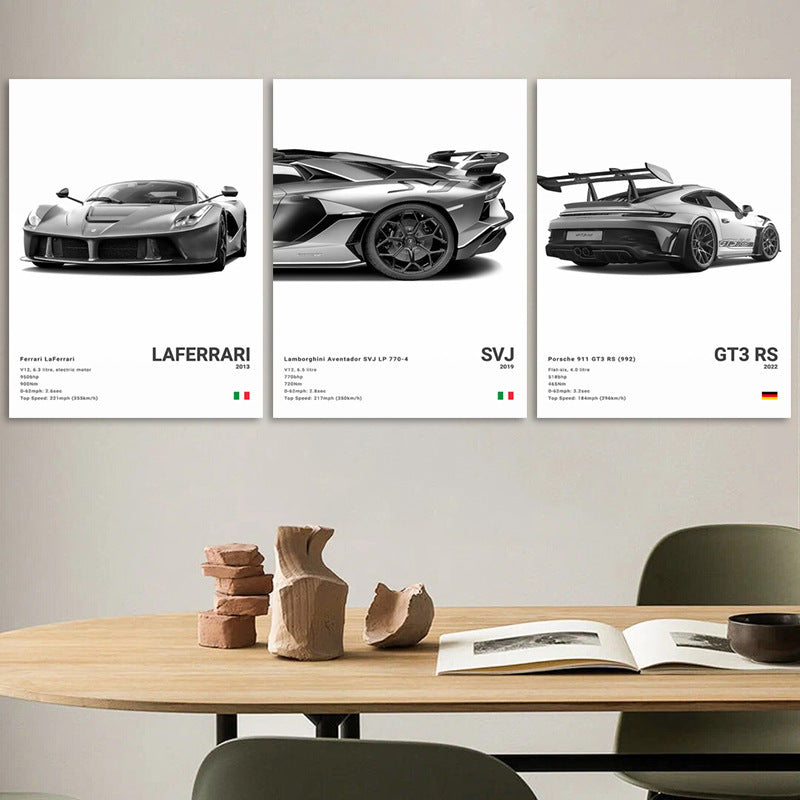 Black And White Sports Car Poster