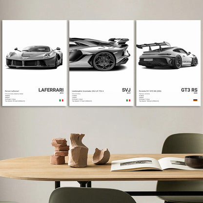 Black And White Sports Car Poster