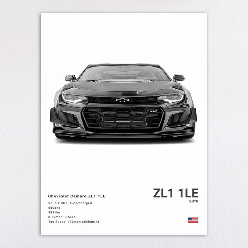 Black And White Sports Car Poster