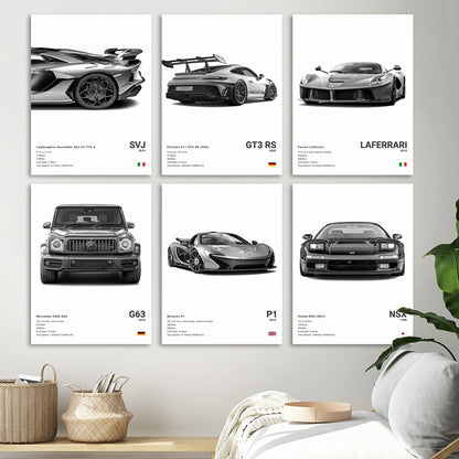 Black And White Sports Car Poster