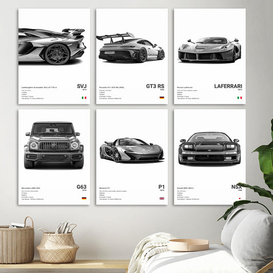 Black And White Sports Car Poster