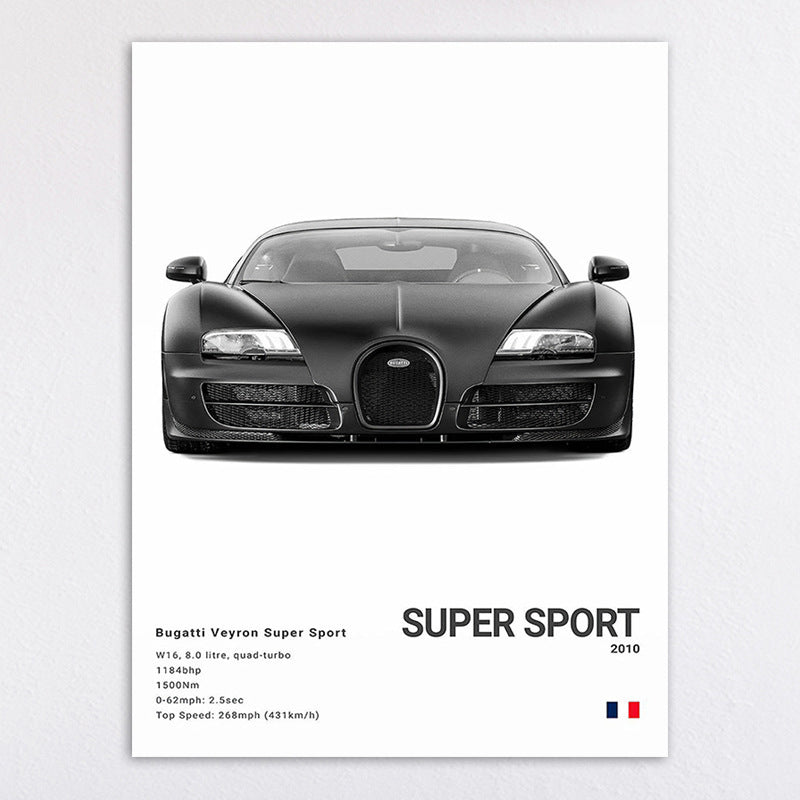 Black And White Sports Car Poster