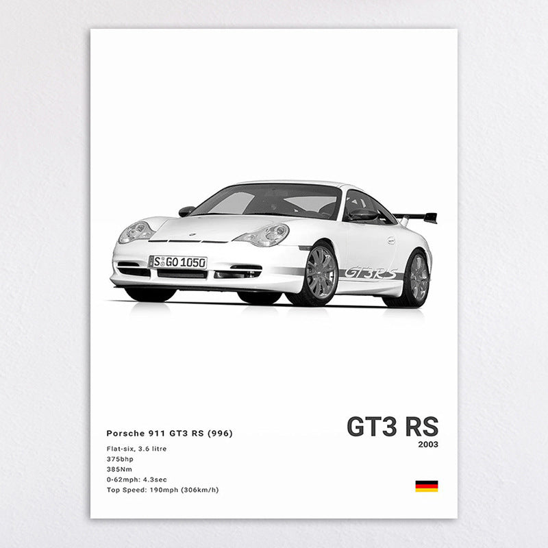 Black And White Sports Car Poster